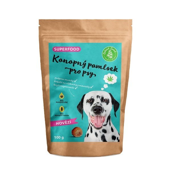 Konopný pamlsek pro psy Zelená Země hovězí příchuť